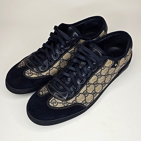 Authentic GUCCI Monogram Supreme Sneakers Men's size 10.5 Sneakers - Picture 2 of 16